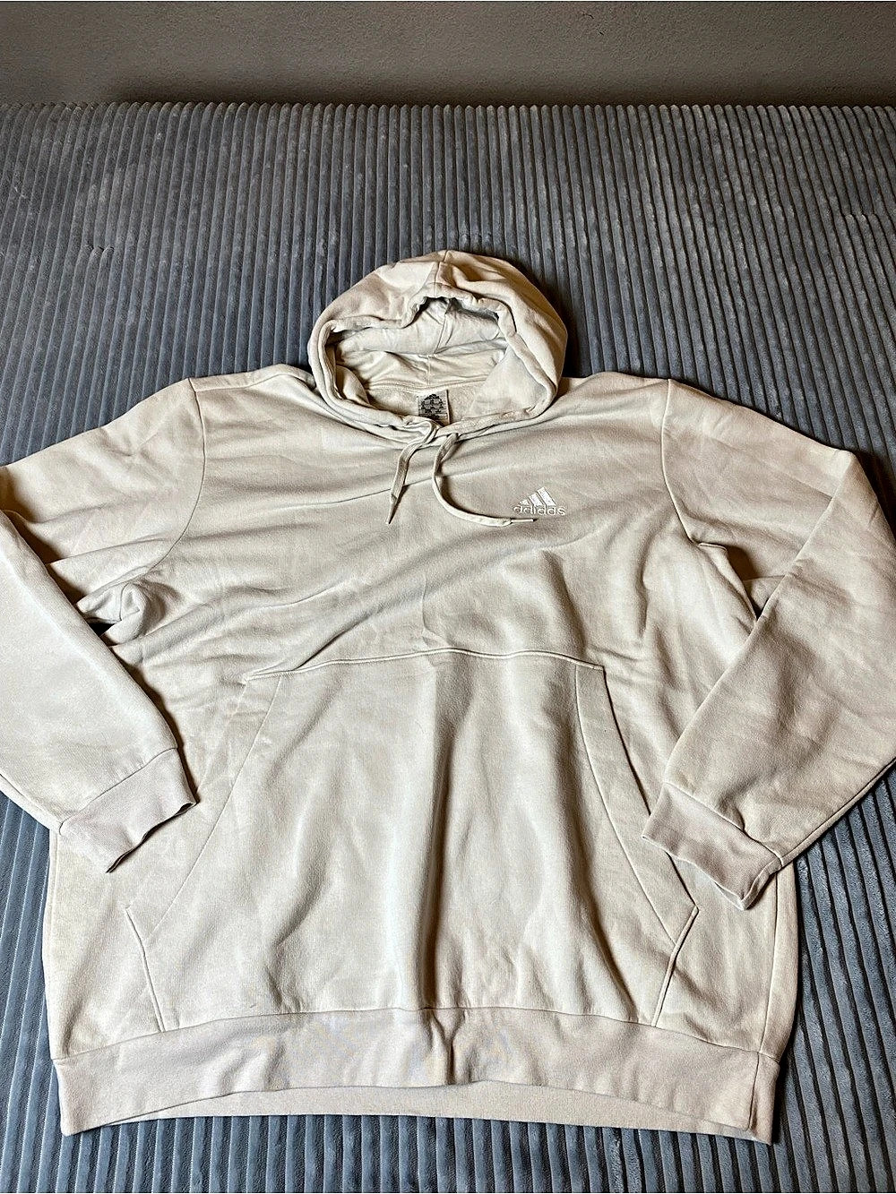 adidas Essentials Embroidered Small Logo Hoodie Cream 2XL